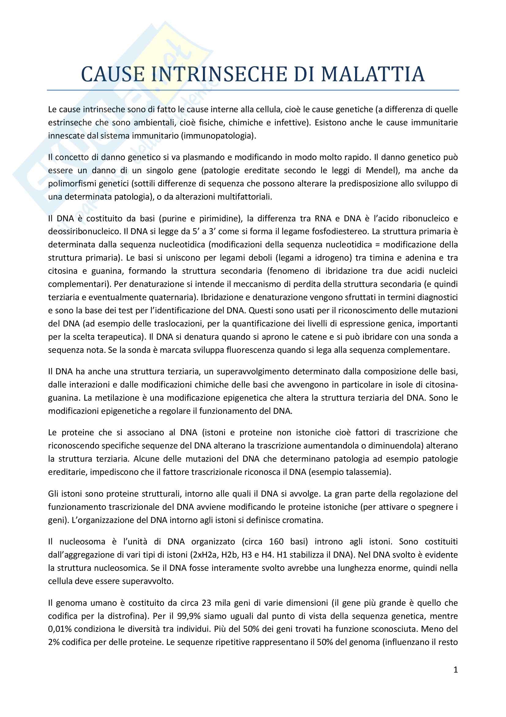 Patologia generale - Cause intrinseche Pag. 1