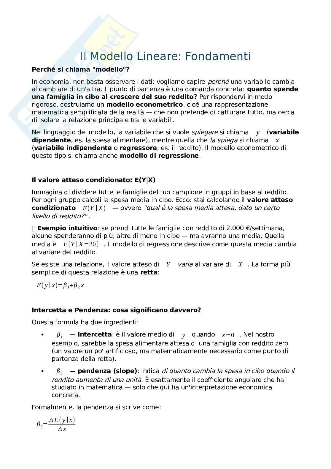 Modelli econometrici per la finanza Pag. 1