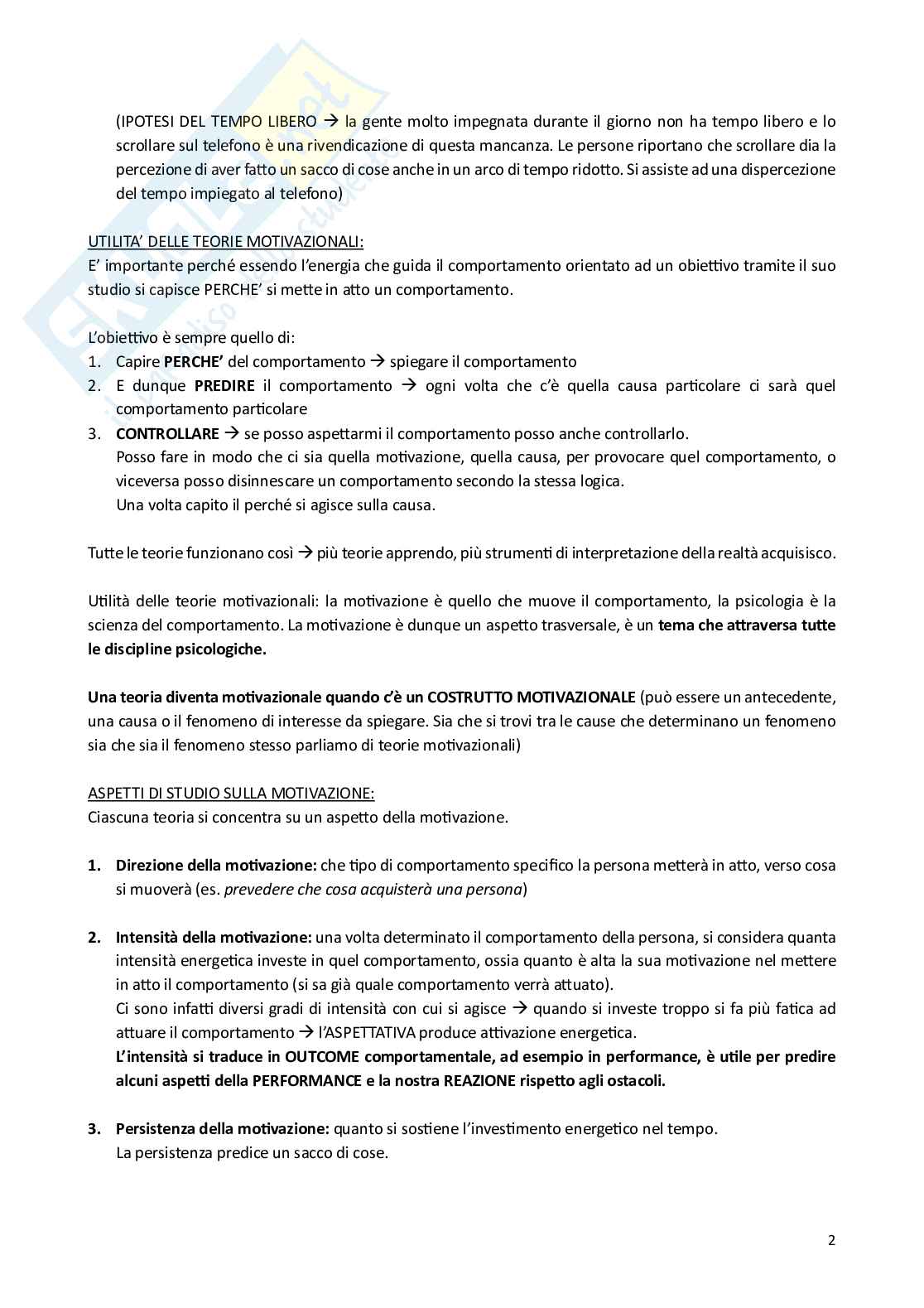 Appunti di Motivazione sociale  Pag. 2