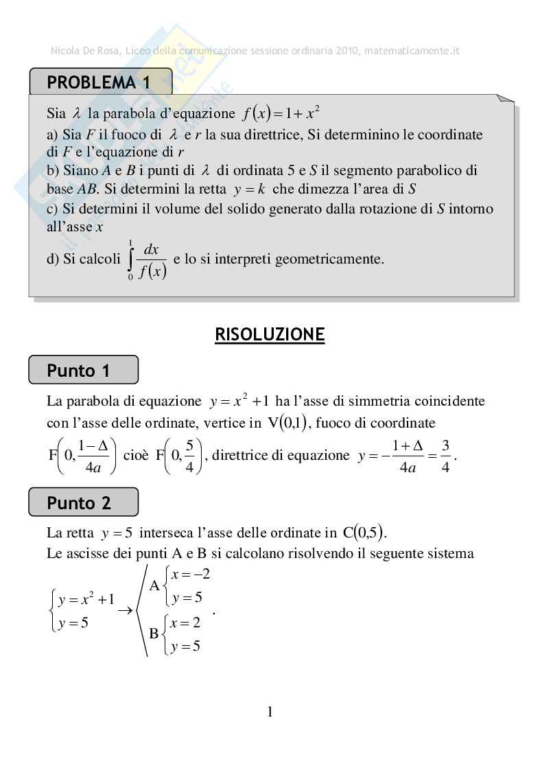 2010 - Liceo della comunicazione, sessione ordinaria Pag. 1