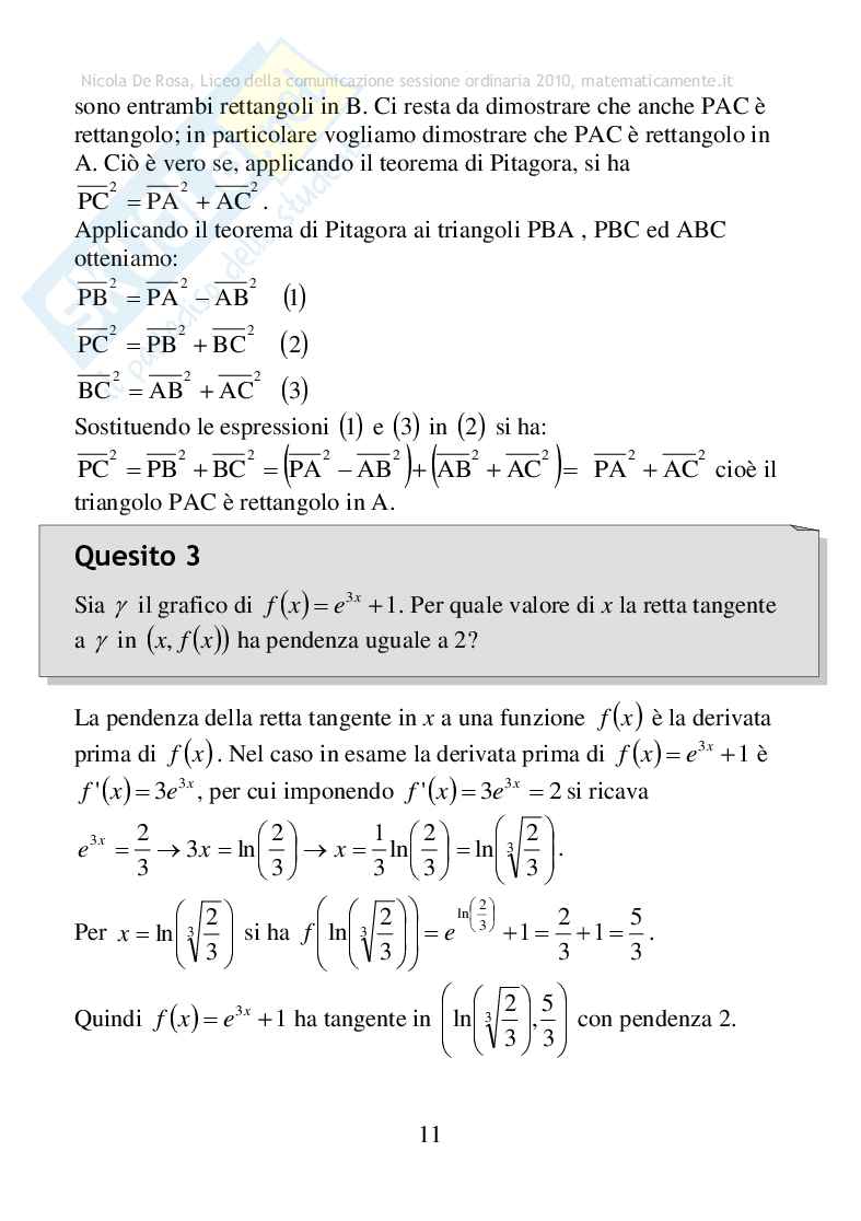 2010 - Liceo della comunicazione, sessione ordinaria Pag. 11