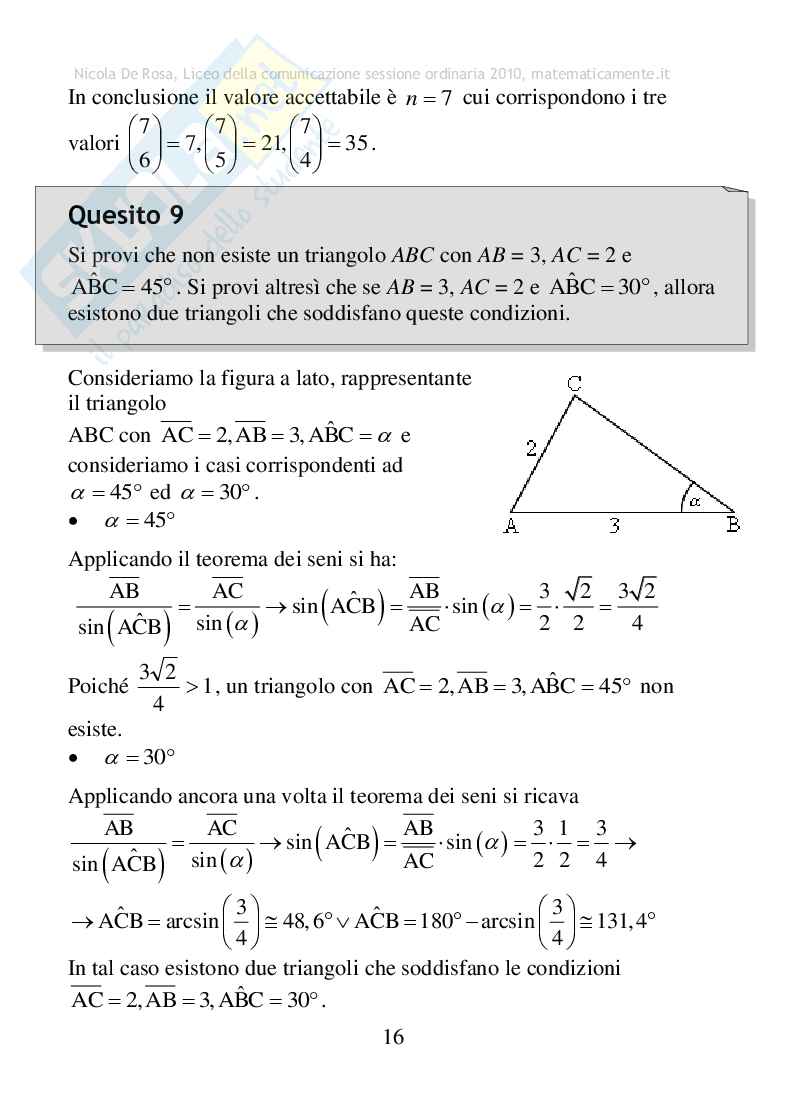 2010 - Liceo della comunicazione, sessione ordinaria Pag. 16