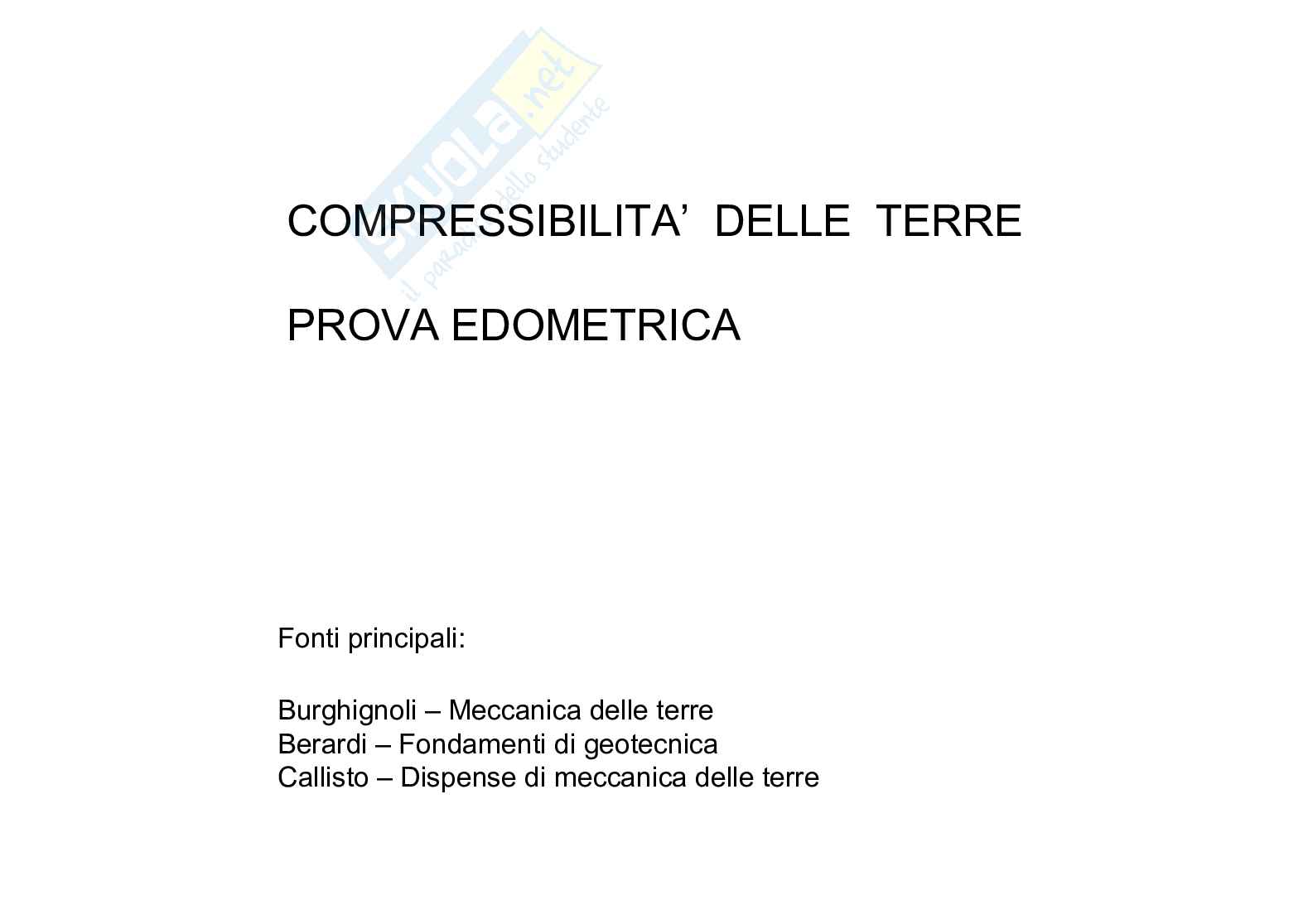 Schemi sulla Prova di compressione edometrica Pag. 1