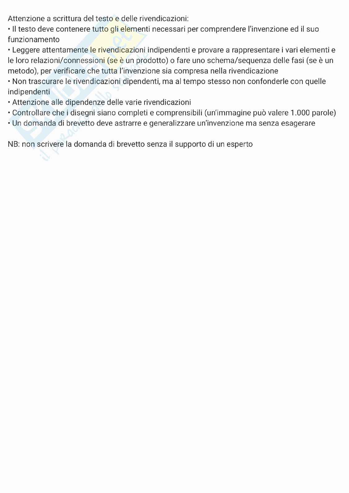 Appunti seminari Gestione della brevettazione e della proprietà industriale Pag. 11
