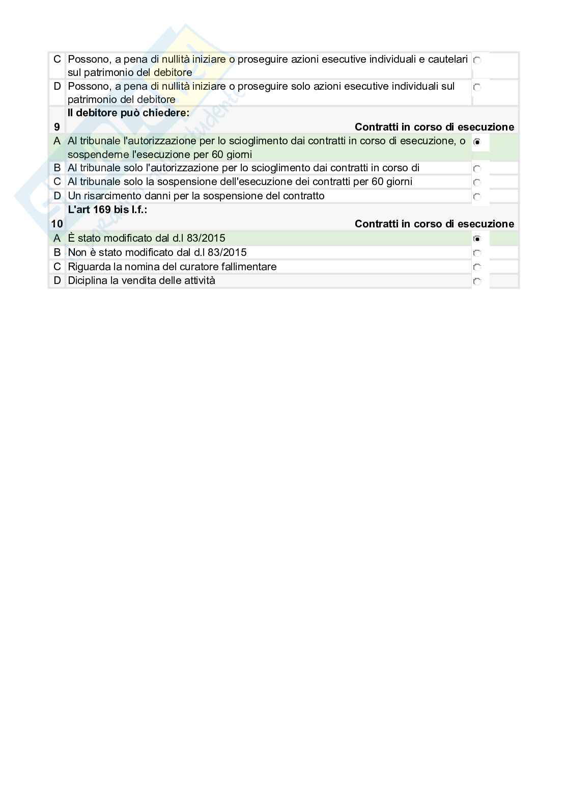 Crisi e risanamento di impresa - test autovalutazione fine modulo completi Pag. 36