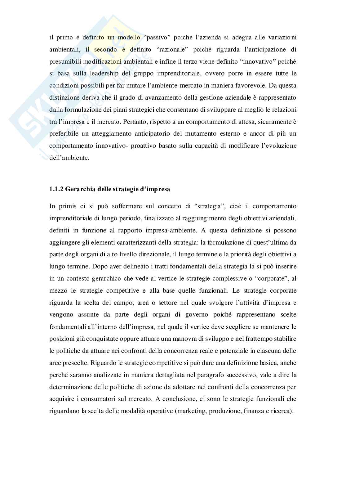 Tesi economia e gestione delle imprese (Lo stretto legame tra le politiche di marketing e le strategie aziendali) Pag. 6