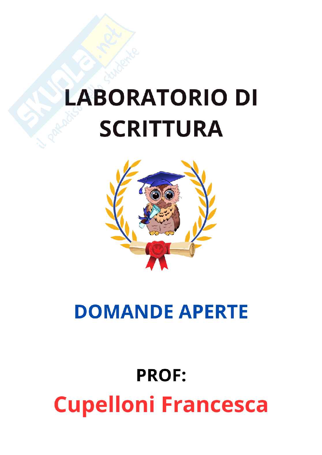 Paniere Laboratorio di scrittura - Risposte aperte - aggiornato (2026) Pag. 1