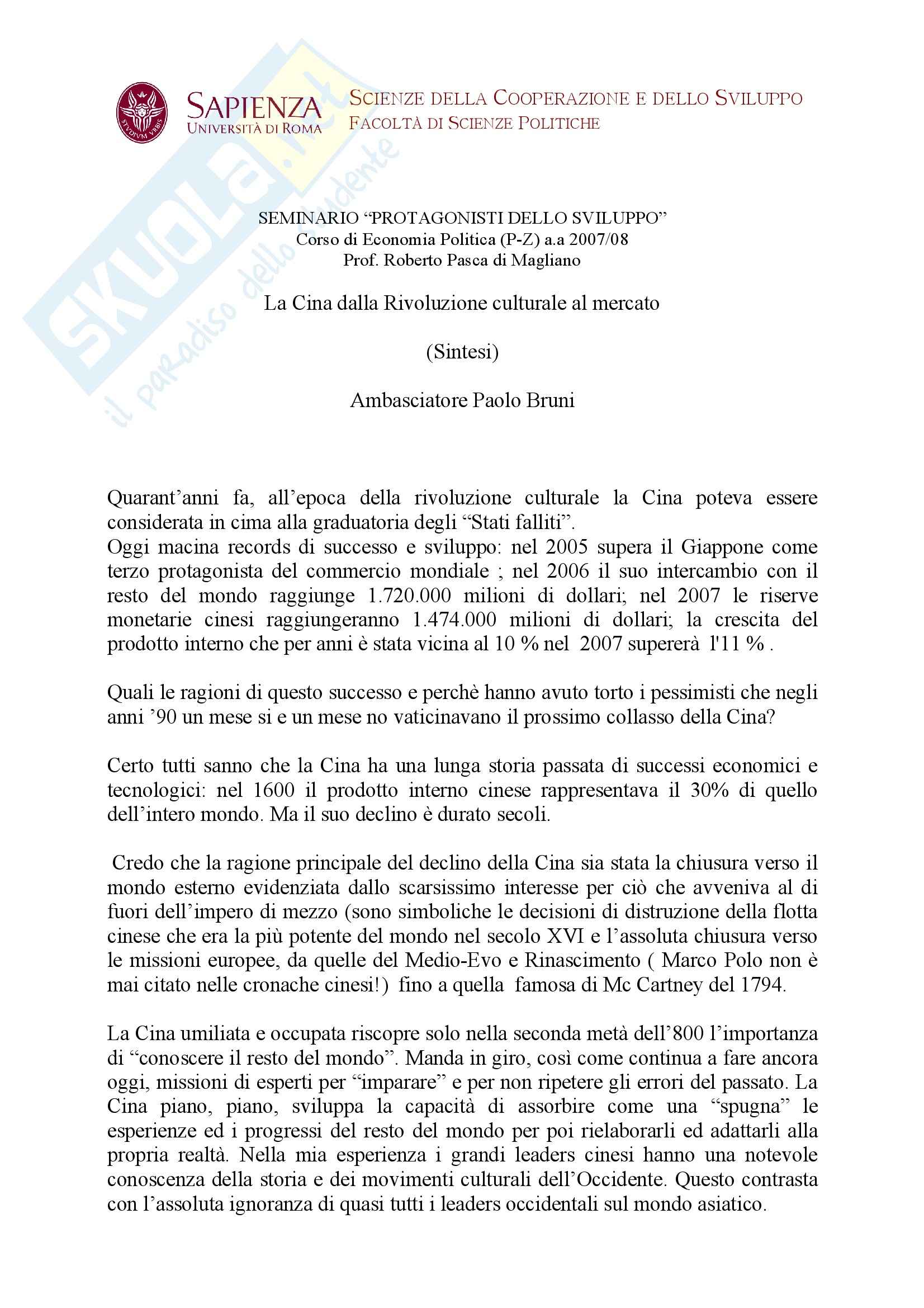 Seminario: protagonista dello sviluppo Pag. 1