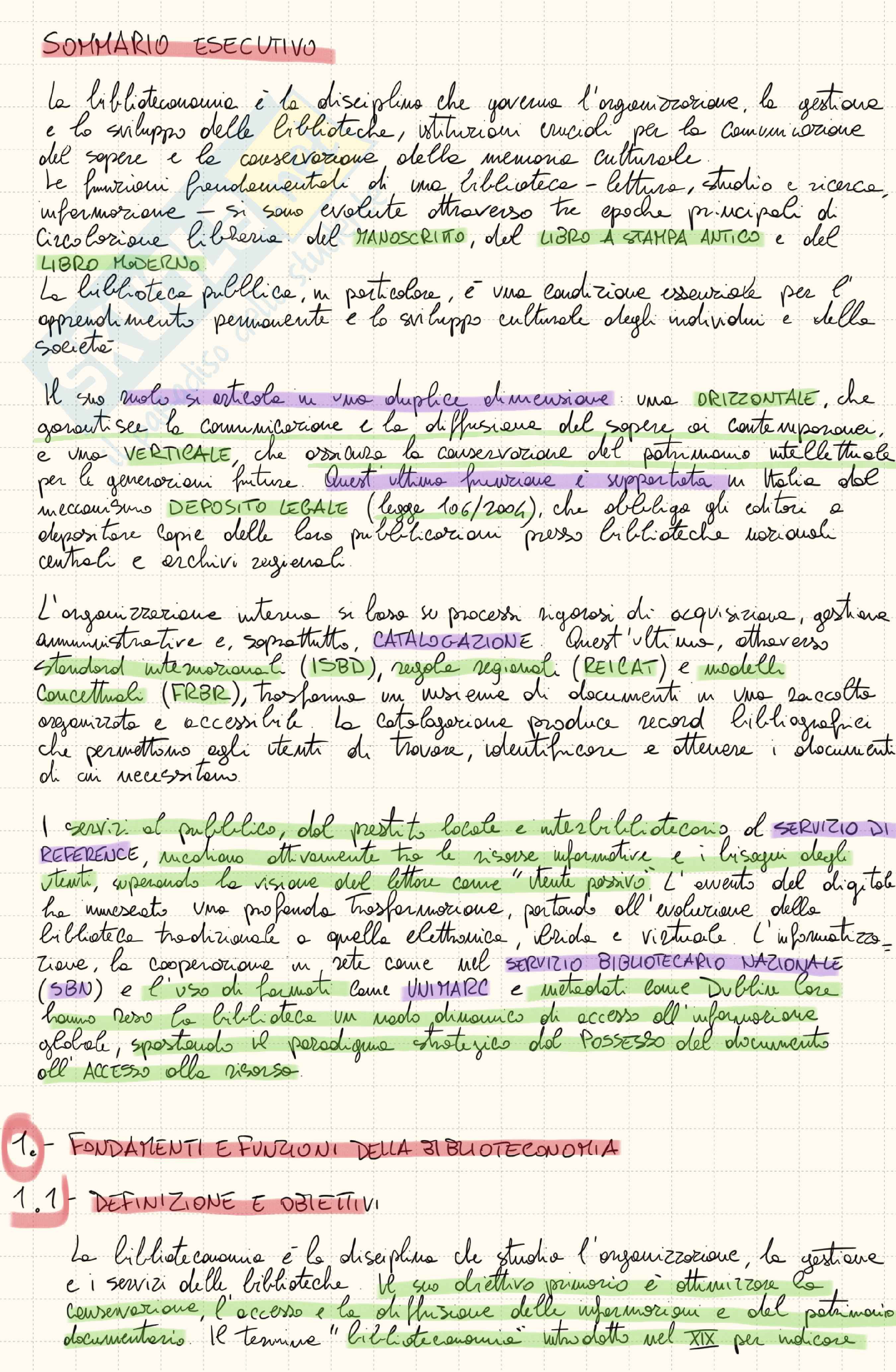 Riassunto esame Bibliografia e biblioteconomia, Prof. Rusciani Patrizia, libro consigliato Nuovo manuale di bibliografia, Montecchi, Venuda Pag. 1