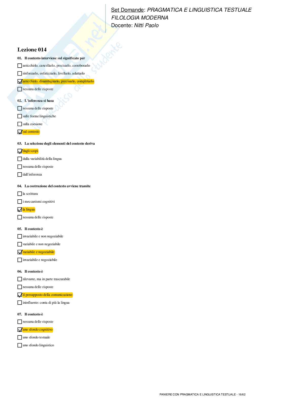 Pragmatica e linguistica testuale - paniere completo Pag. 16