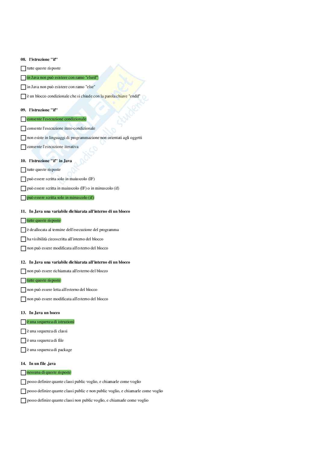 Paniere con risposte chiuse - Linguaggi di programmazione (2023/2024) Pag. 6