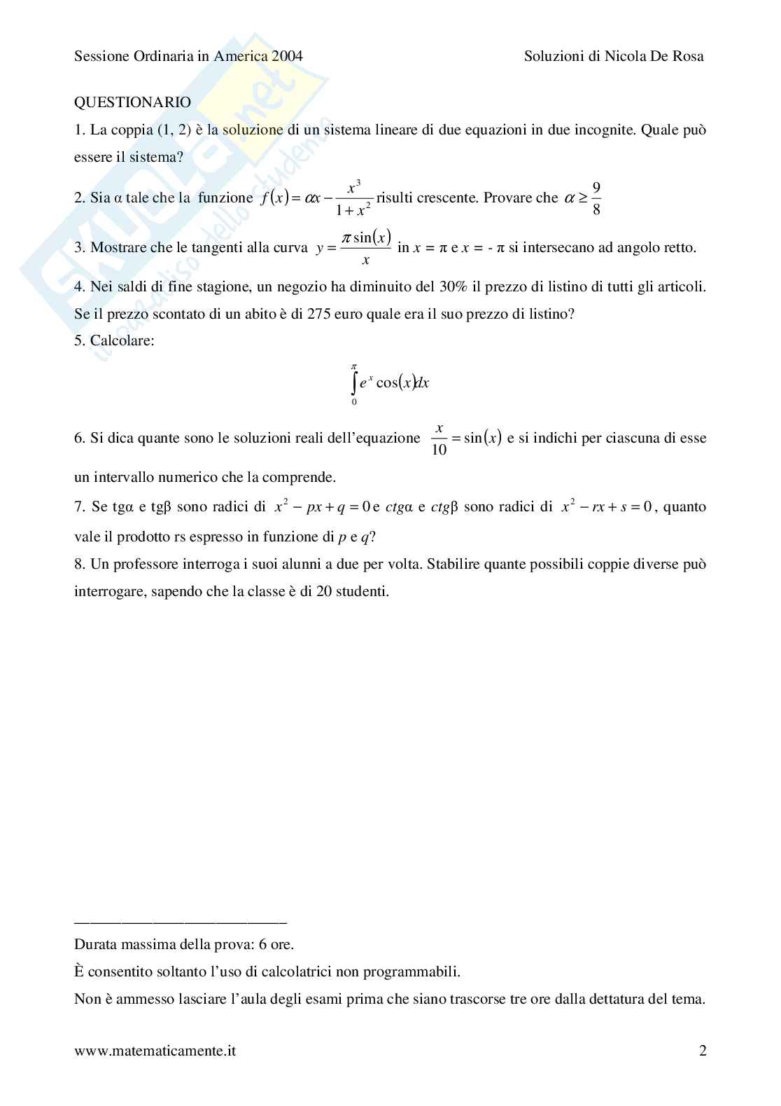 2004 - liceo scientifico - scuole italiane in America Pag. 2