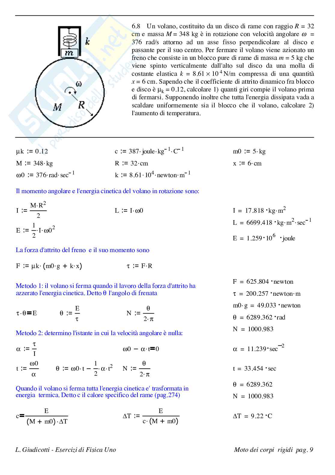 Esercizi sulla meccanica Pag. 1
