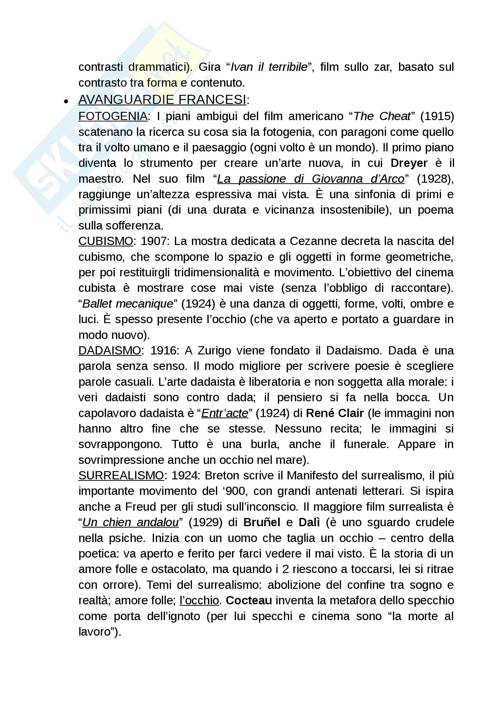 Periodi storici del cinema: Appunti di Storia del cinema Pag. 6