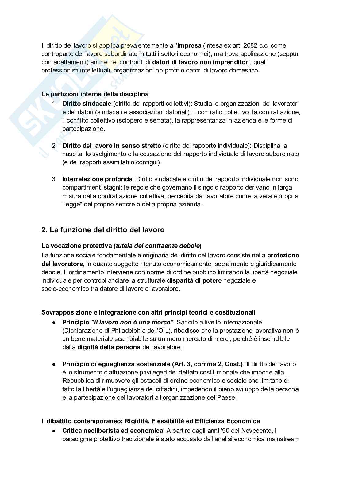 Riassunto esame Diritto del lavoro, Prof. Boscati Alessandro, libro consigliato Diritto del lavoro, Del Punta Pag. 2
