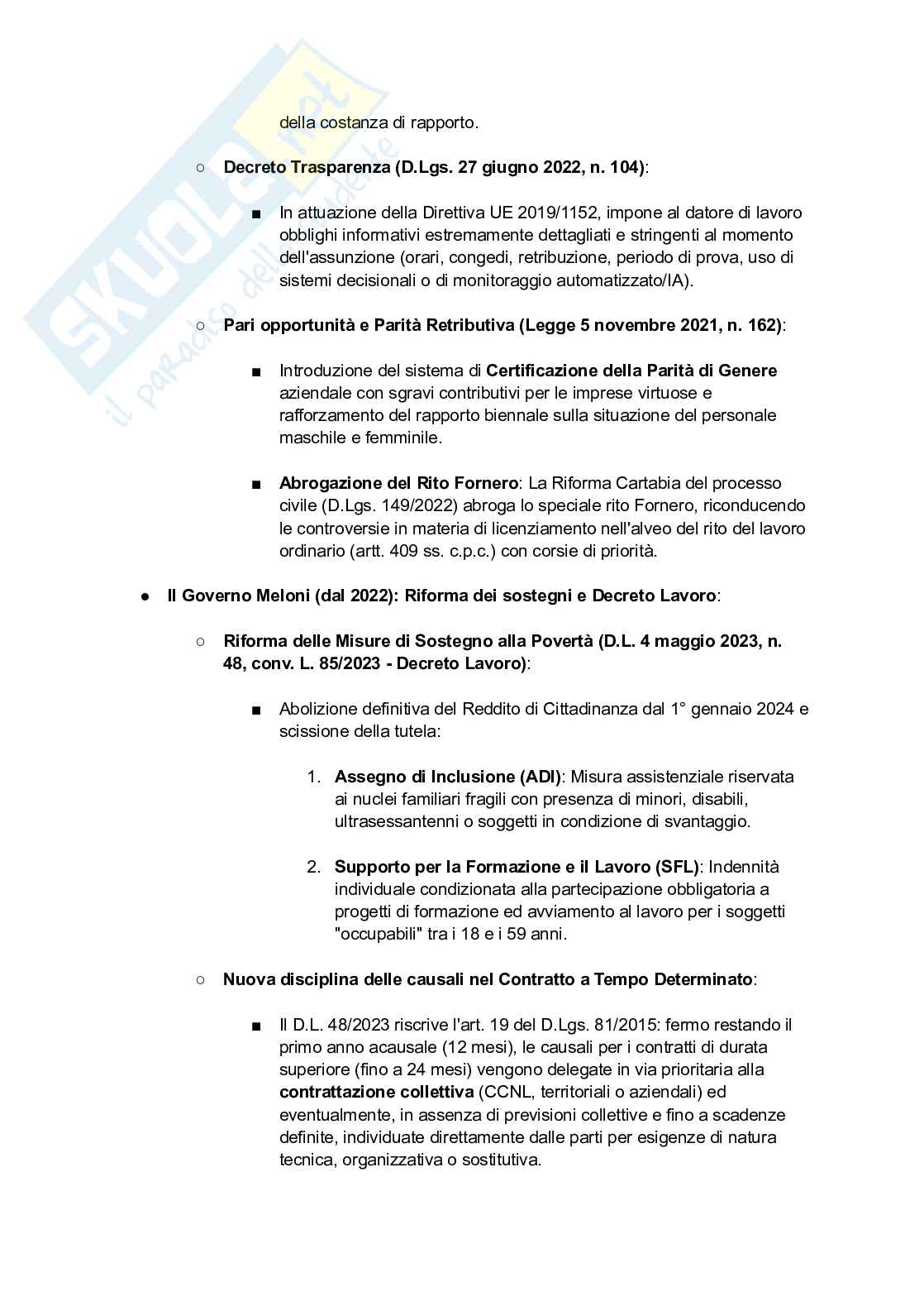 Riassunto esame Diritto del lavoro, Prof. Boscati Alessandro, libro consigliato Diritto del lavoro, Del Punta Pag. 31