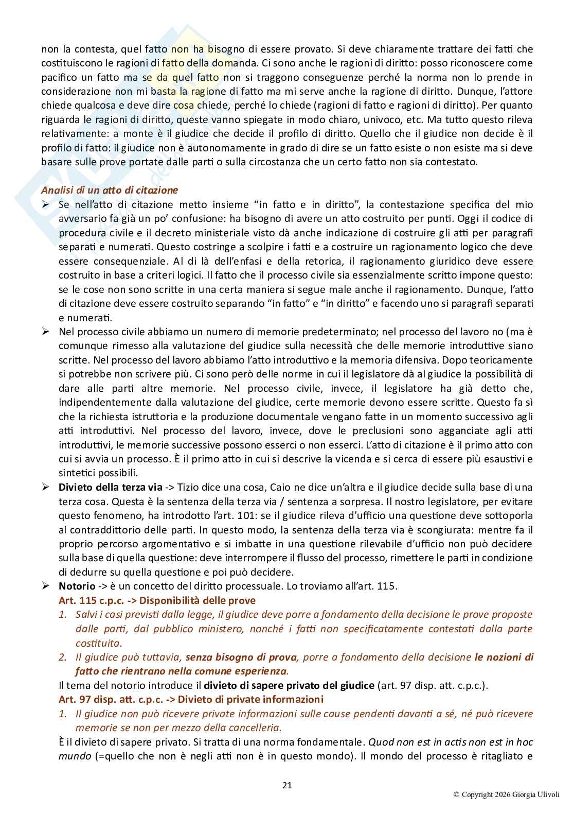 Appunti delle lezioni di Diritto processuale civile A, 2026 Pag. 21