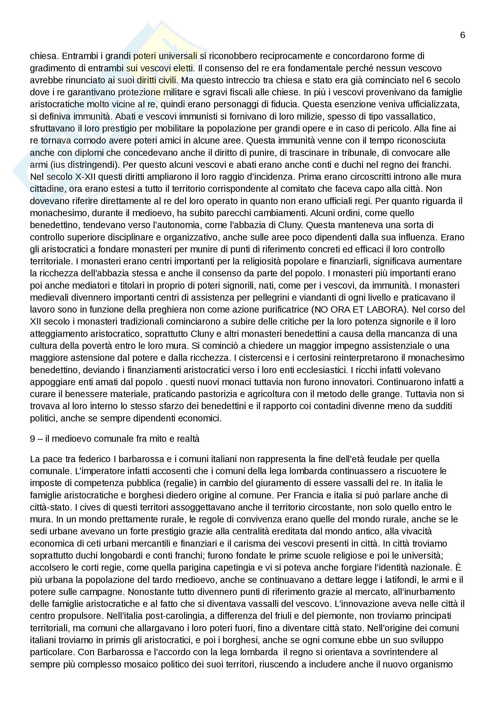 Riassunto esame Storia medievale, prof. Sergi, libro consigliato L'idea di medioevo, Sergi Pag. 6
