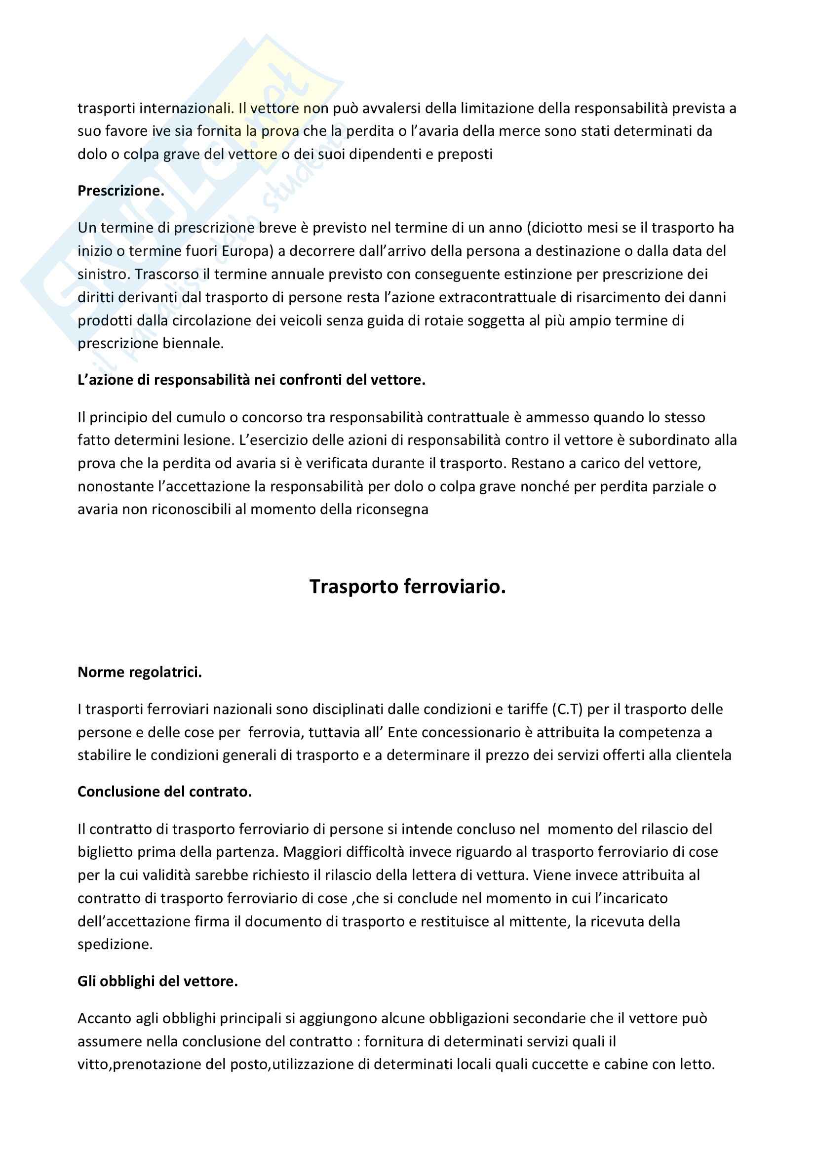 Diritto dei trasporti - Riassunto esame, prof. Benelli Pag. 6