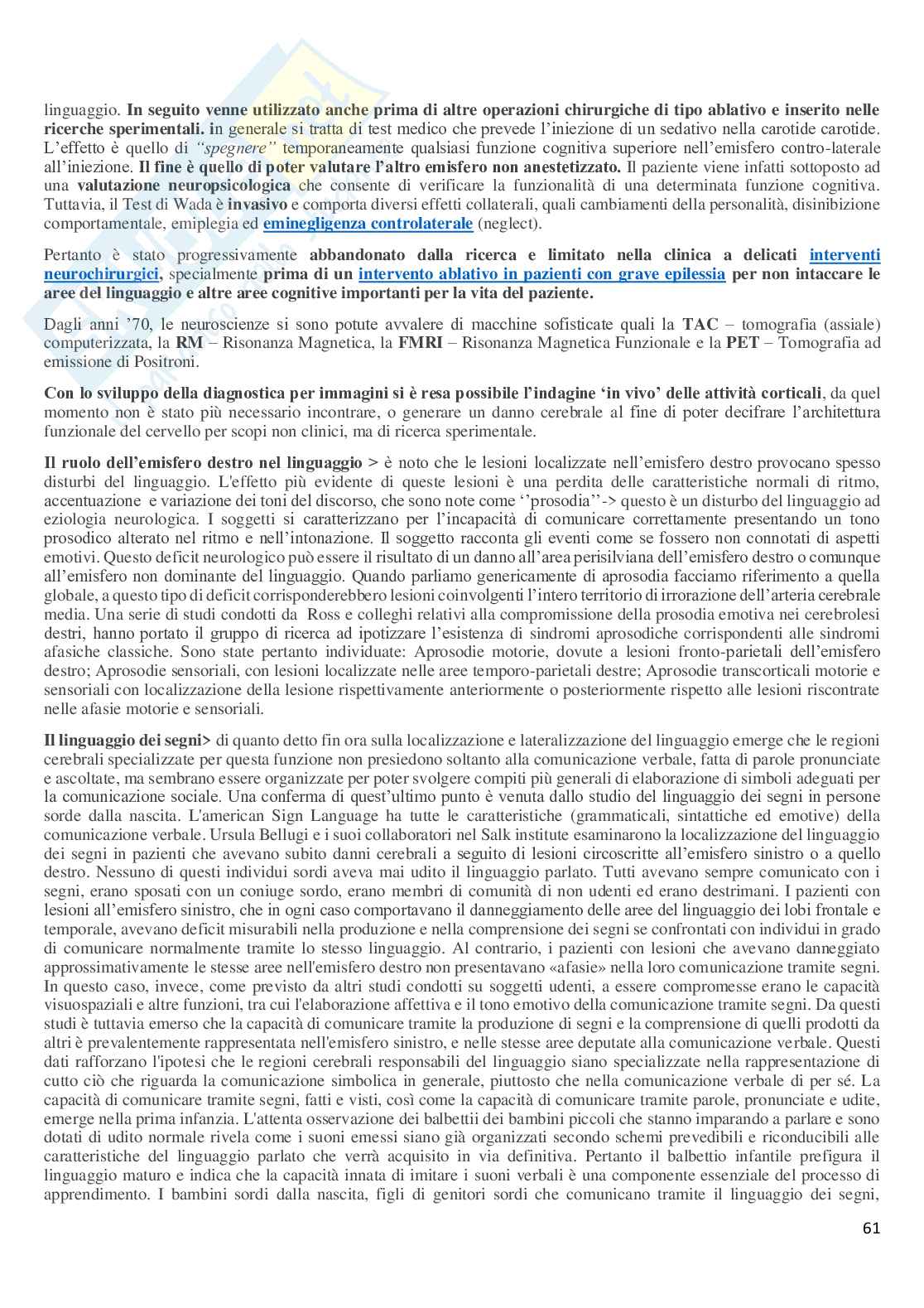 Riassunto esame Anatomia, Prof. Guariglia Paola, libro consigliato Anatomia del sistema nervoso e periferico e Neuroscienze (fisiologia), Cattaneo Pag. 61