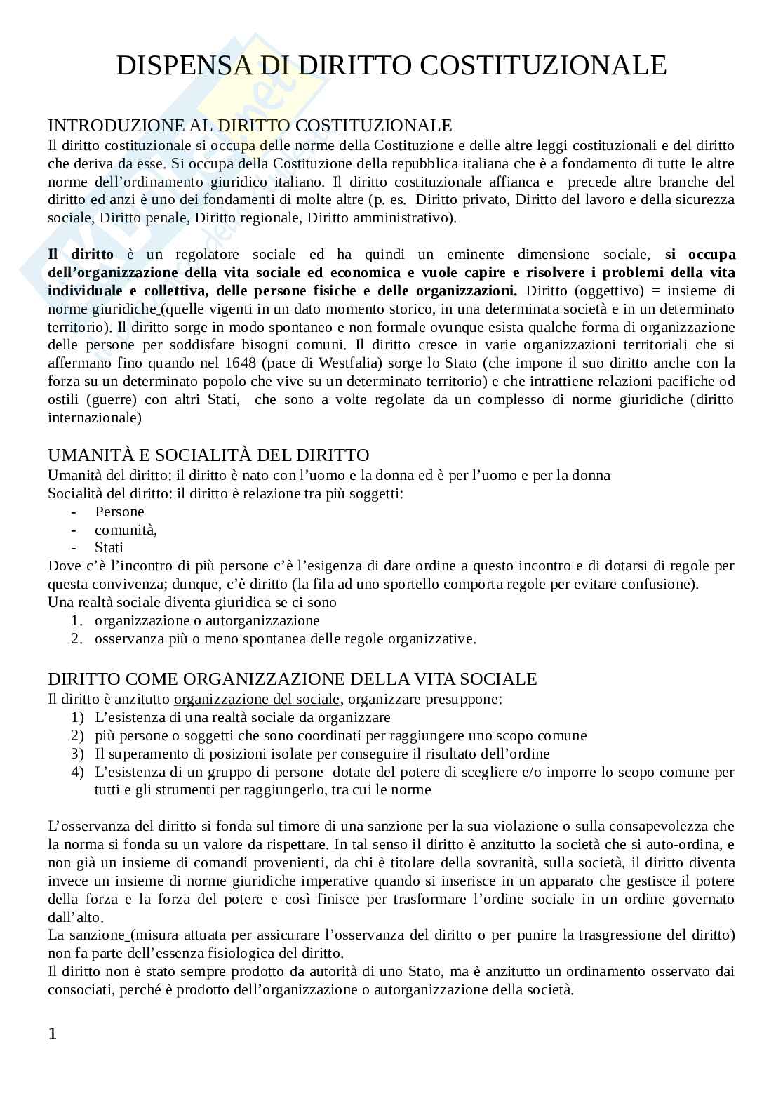 Appunti Diritto costituzionale Pag. 1