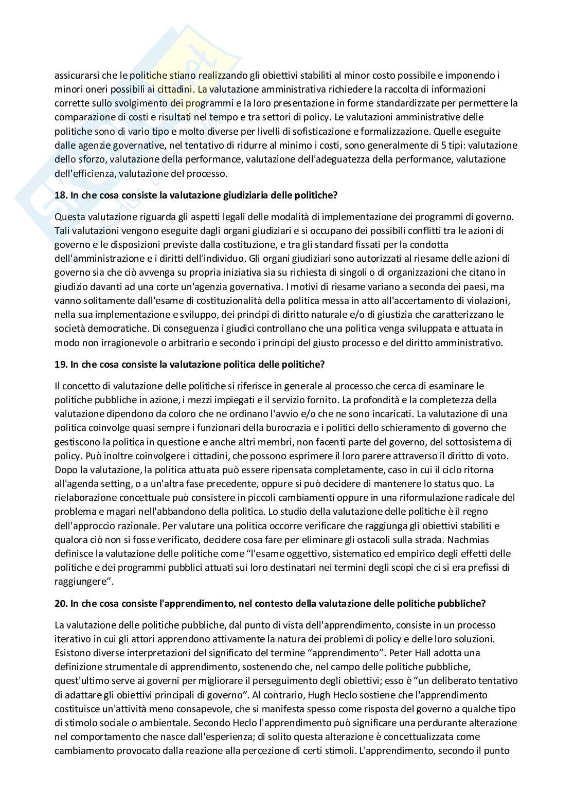 Paniere svolto e verificato di Analisi delle politiche pubbliche - Risposte aperte Pag. 26