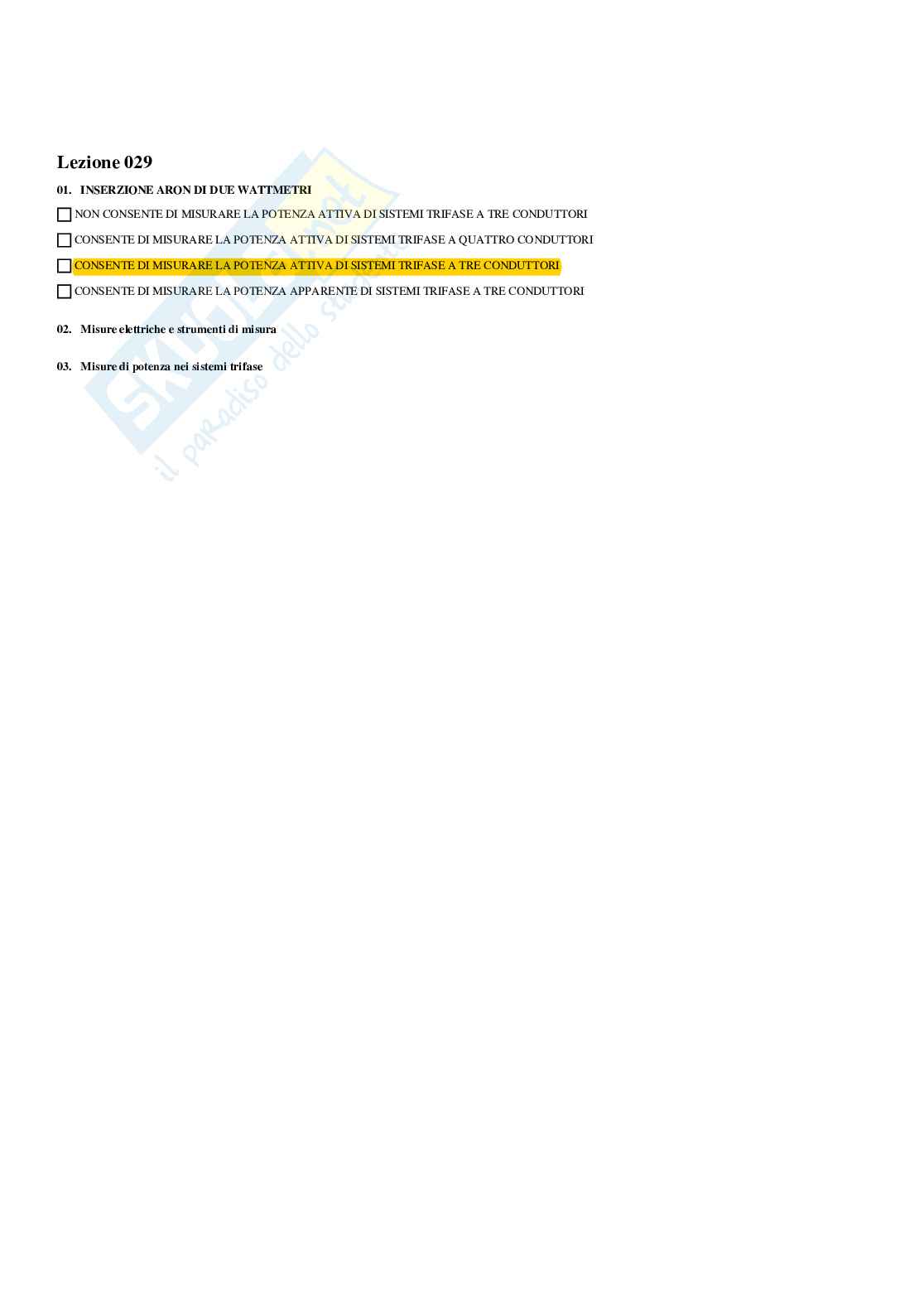 Risposte multiple paniere di elettrotecnica Pag. 61