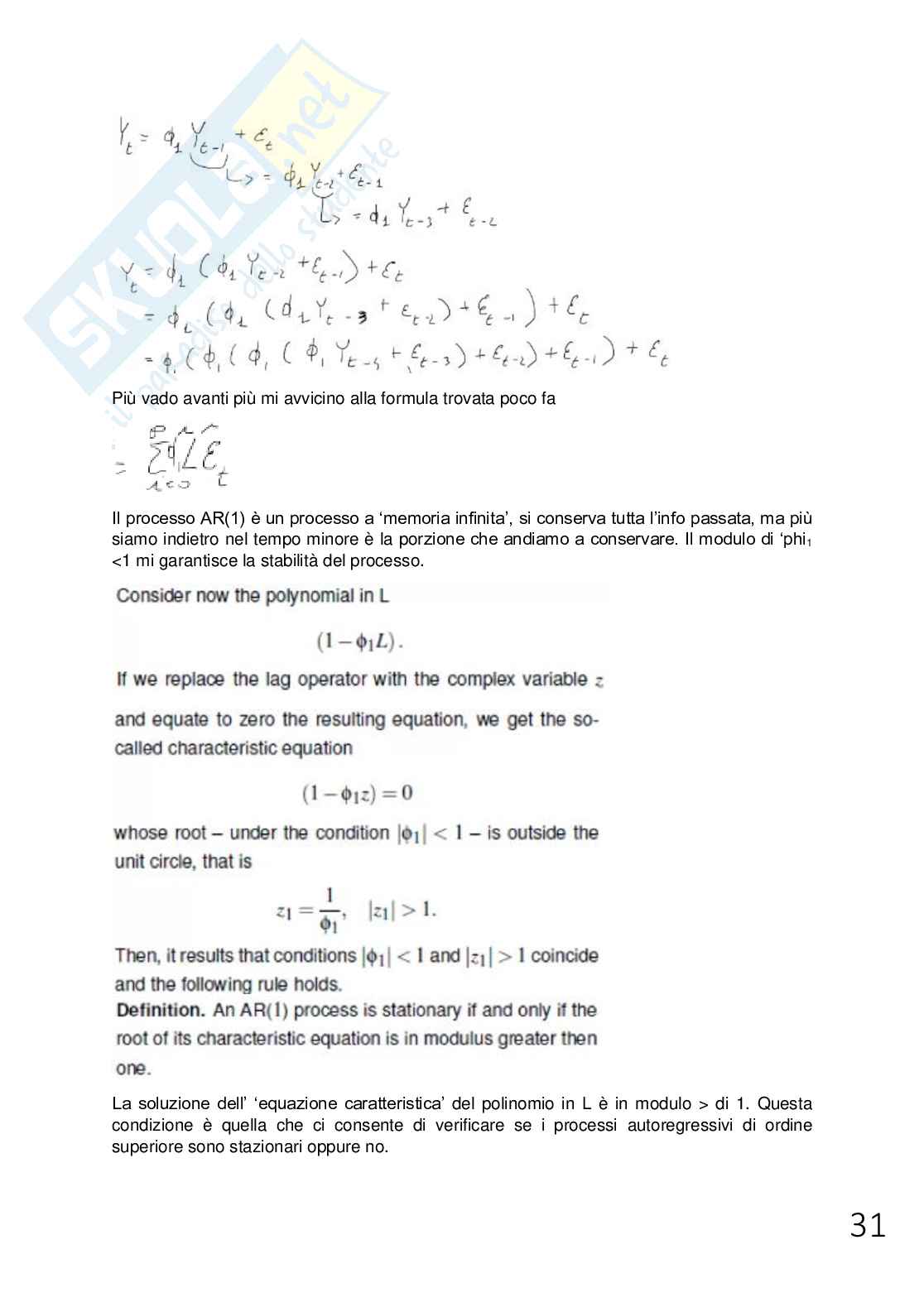Analisi delle serie storiche (Econometria Applicata) Pag. 31