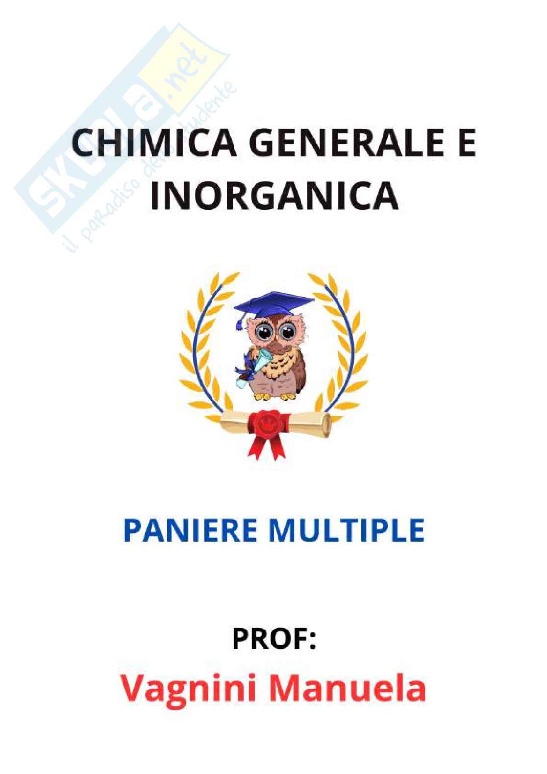 Paniere Chimica generale e inorganica - Risposte multiple - aggiornato (2026) Pag. 1