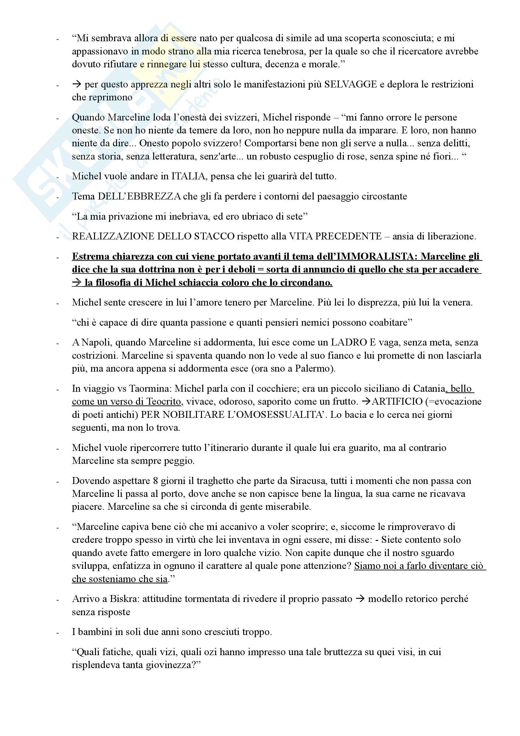 Riassunto esame Teoria della Letteratura, prof. Iacoli, libro consigliato L'immoralista, Andrè Gide Pag. 11