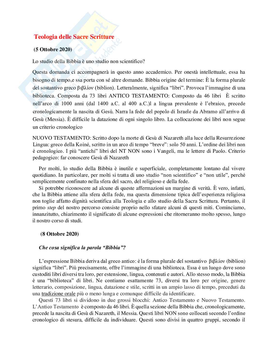 Teologia Sacra - scrittura completa Pag. 1