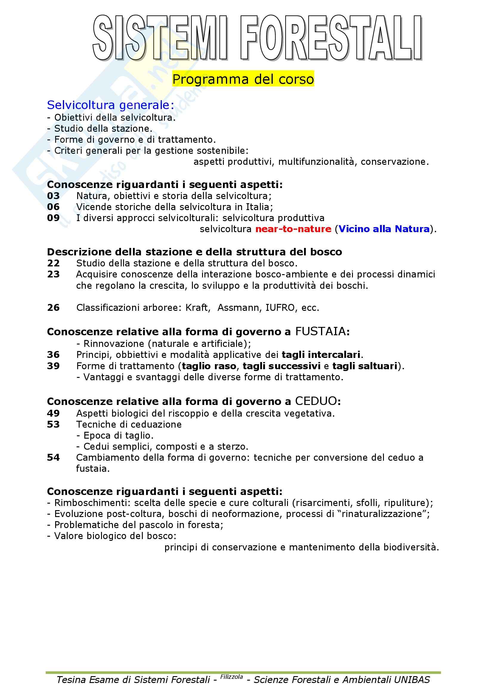 Selvicoltura generale e sistemi forestali - Appunti Pag. 1