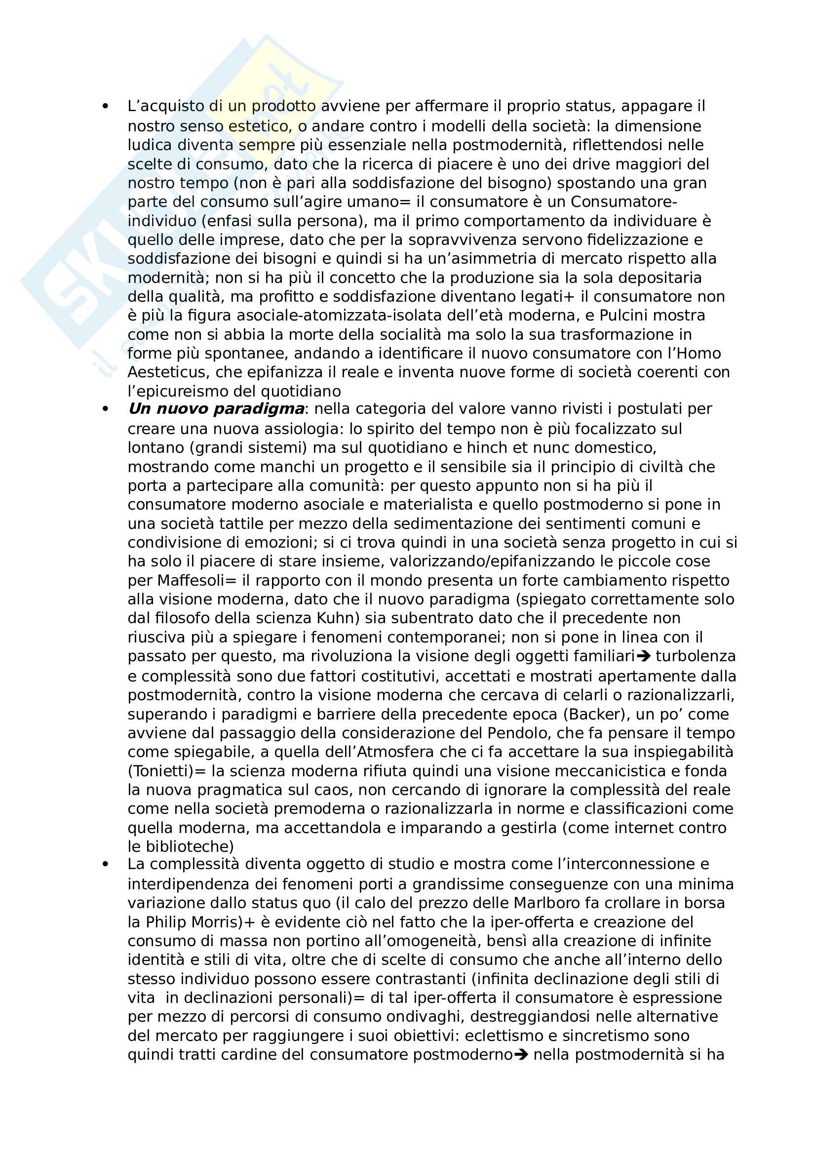 Riassunto esame Teorie e Tecniche della comunicazione pubblicitaria e promozione dell'immagine, prof. Cappucci, libro consigliato Il Nuovo Consumatore verso il Postmoderno Pag. 2