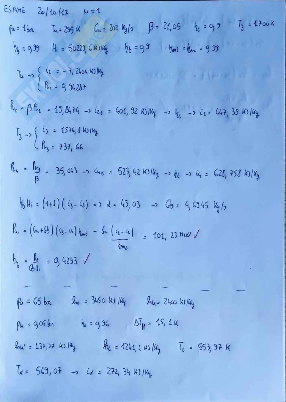 Esercizi di Sistemi energetici e macchine a fluido I su turbogas Pag. 36