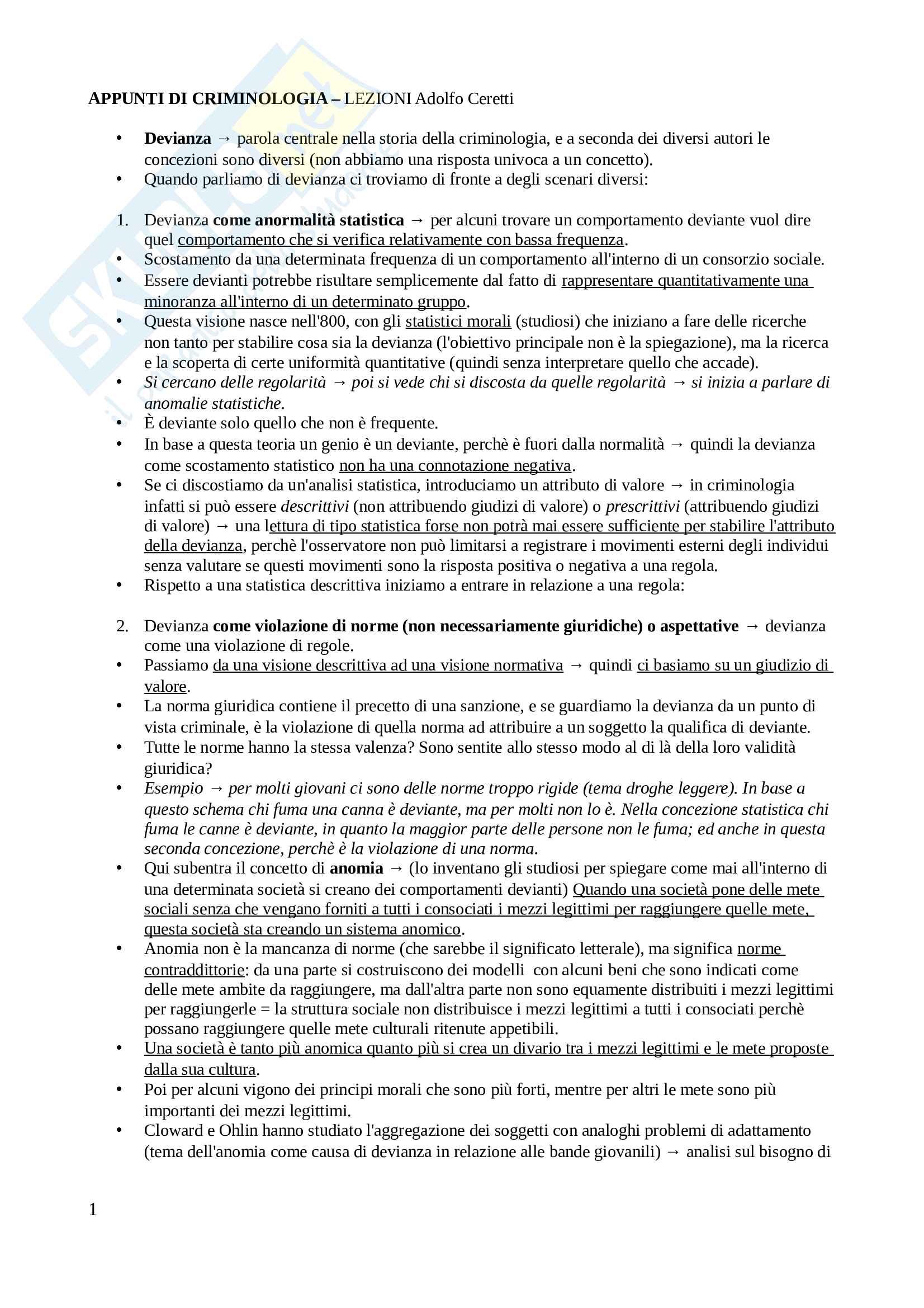 Appunti di criminologia Pag. 1