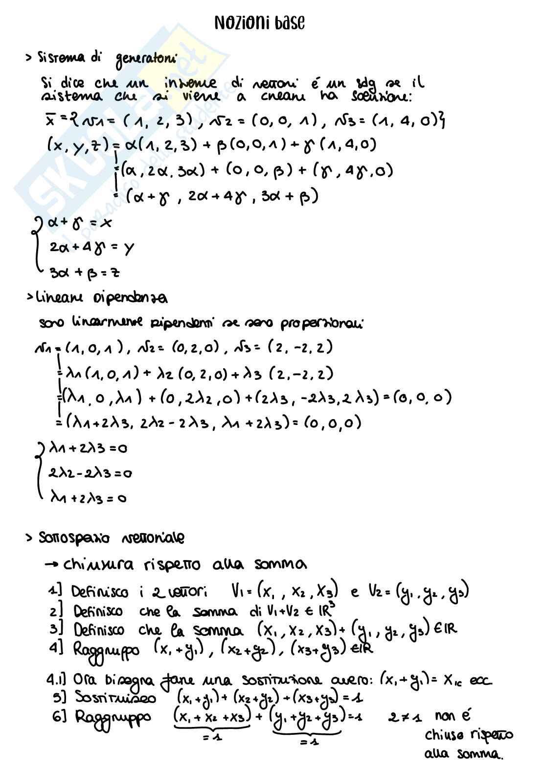 Teoria per prova scritta di Geometria Pag. 1