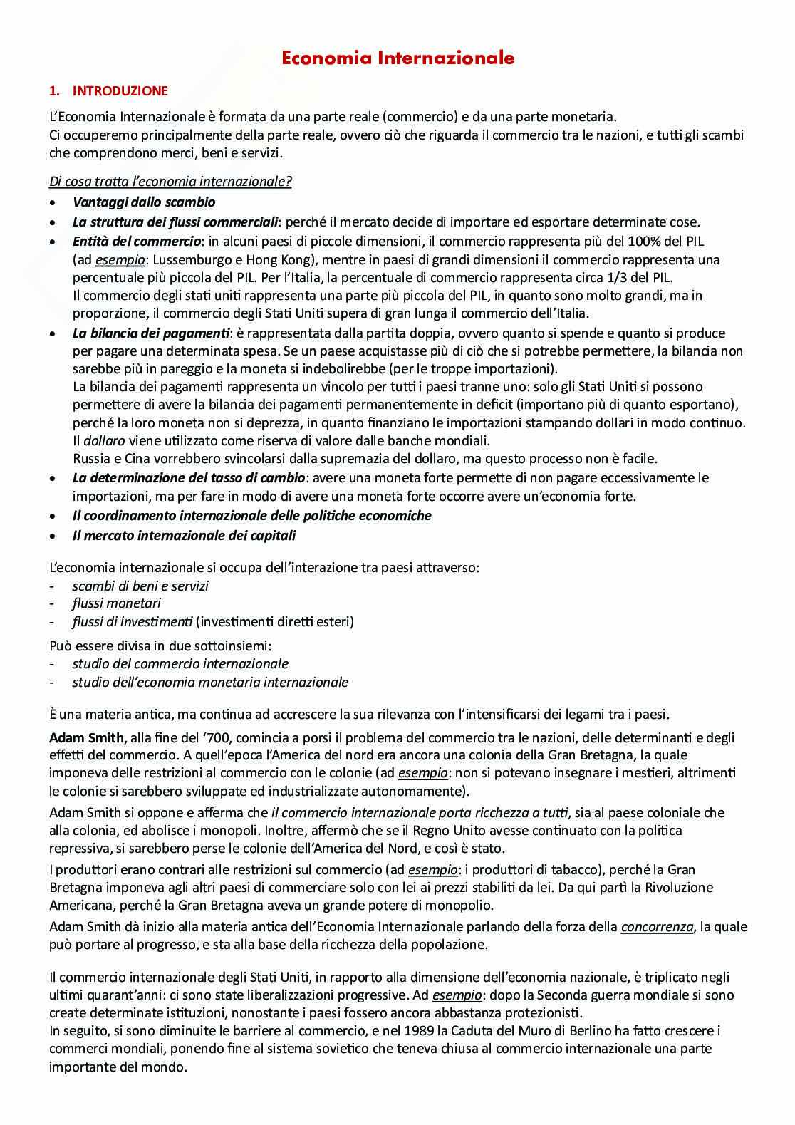 Appunti Economia Internazionale  Pag. 1