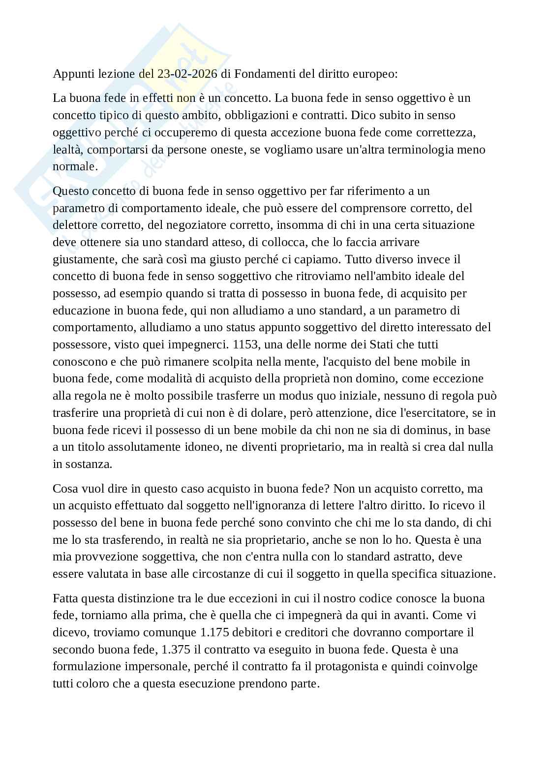 Appunti lezione del 23-02-2026 di Fondamenti del diritto europeo Pag. 1