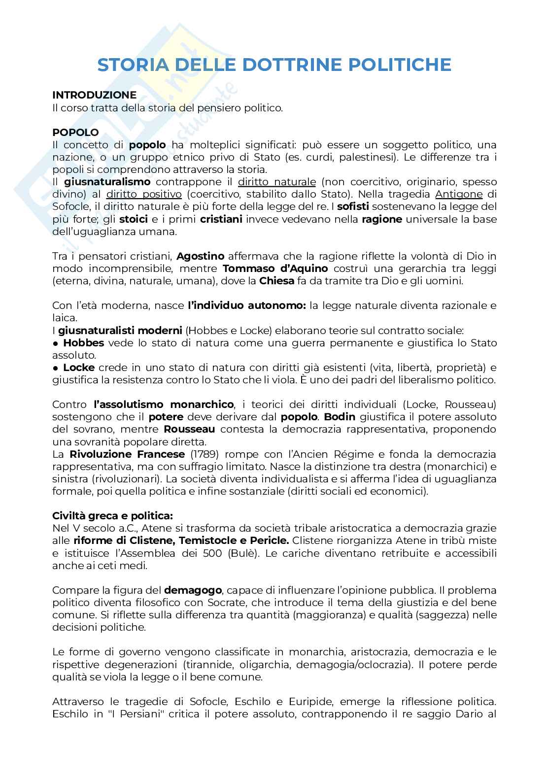 Storia delle dottrine politiche Pag. 1