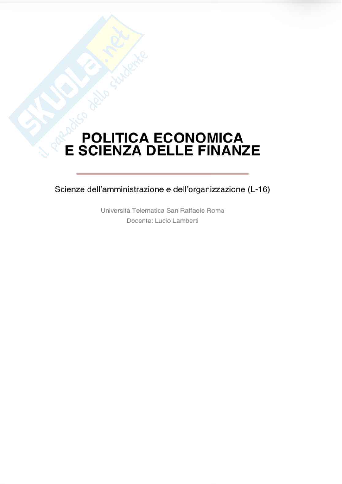 Politica economica e scienze delle finanze - 727 domande per capire e studiare la materia  Pag. 1