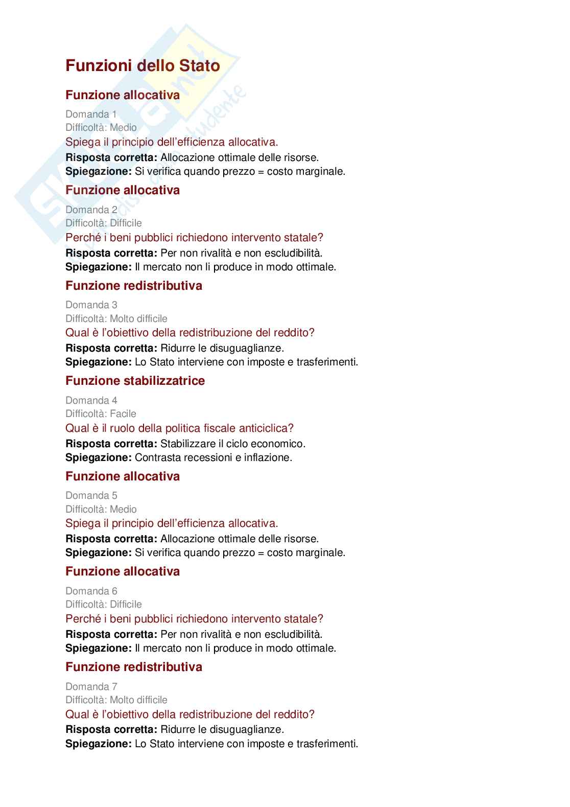 Politica economica e scienze delle finanze - 727 domande per capire e studiare la materia  Pag. 2
