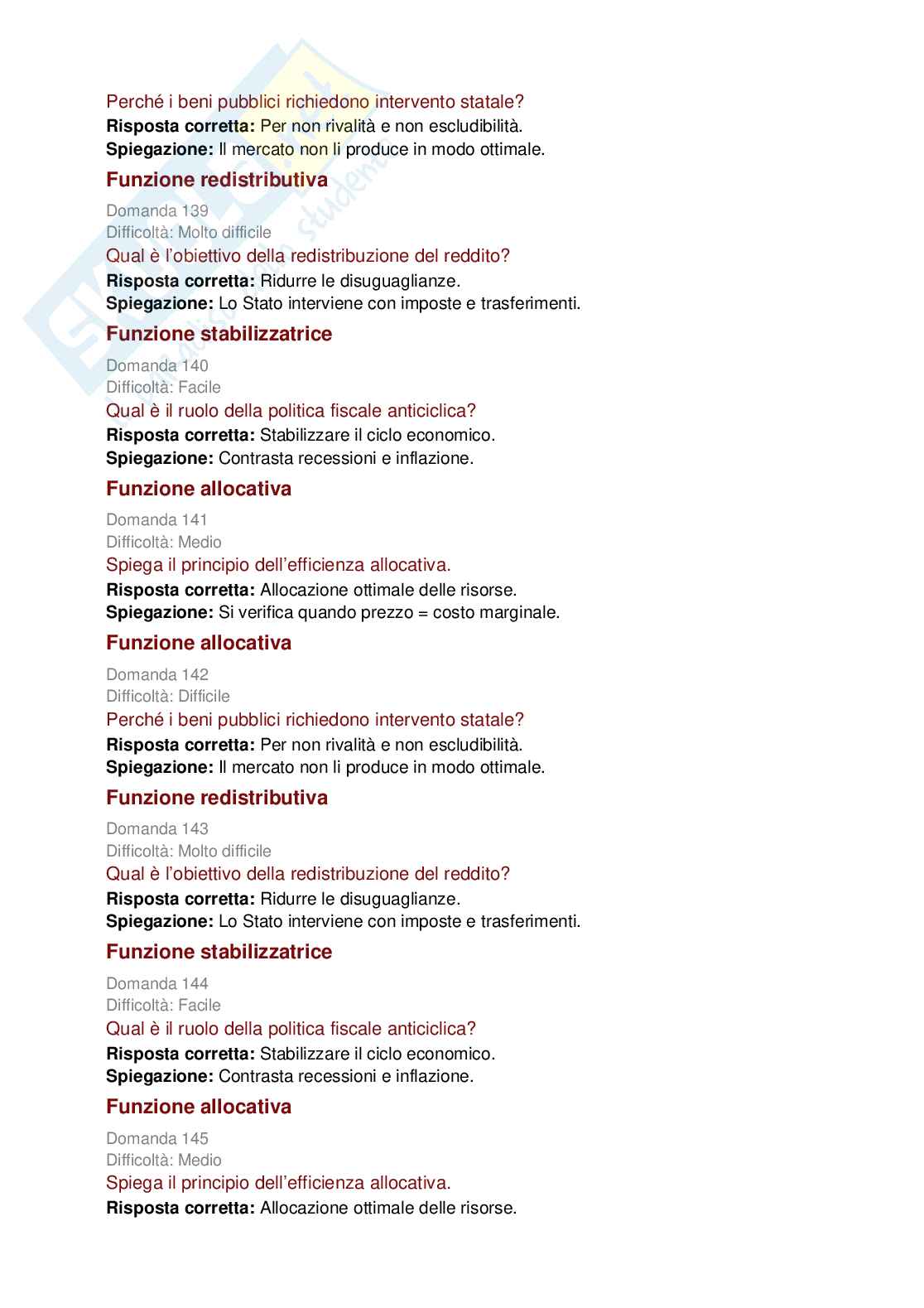 Politica economica e scienze delle finanze - 727 domande per capire e studiare la materia  Pag. 21