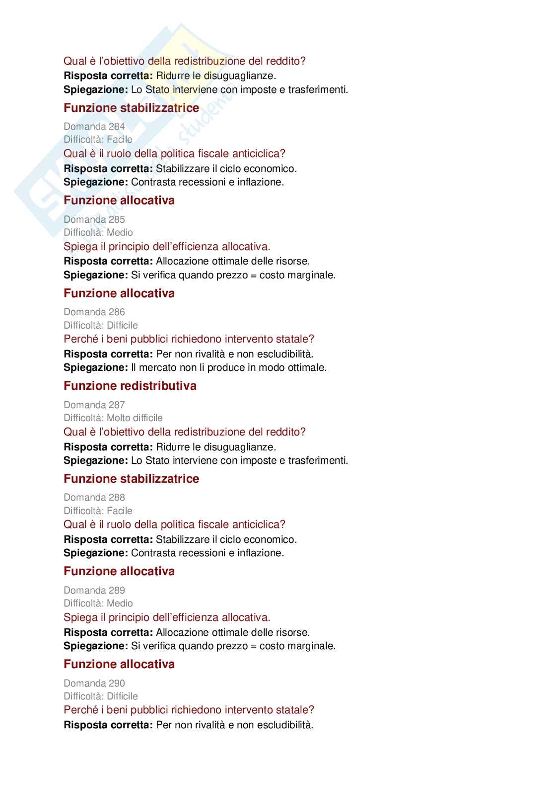 Politica economica e scienze delle finanze - 727 domande per capire e studiare la materia  Pag. 41