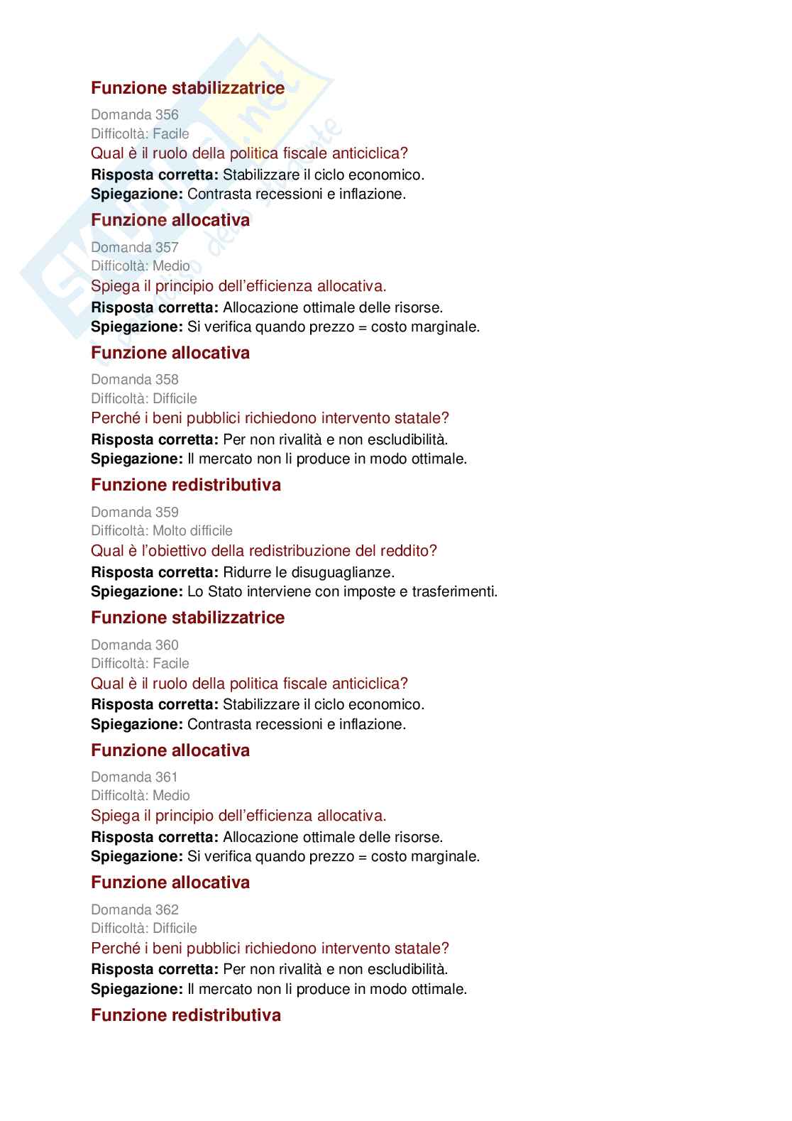 Politica economica e scienze delle finanze - 727 domande per capire e studiare la materia  Pag. 51