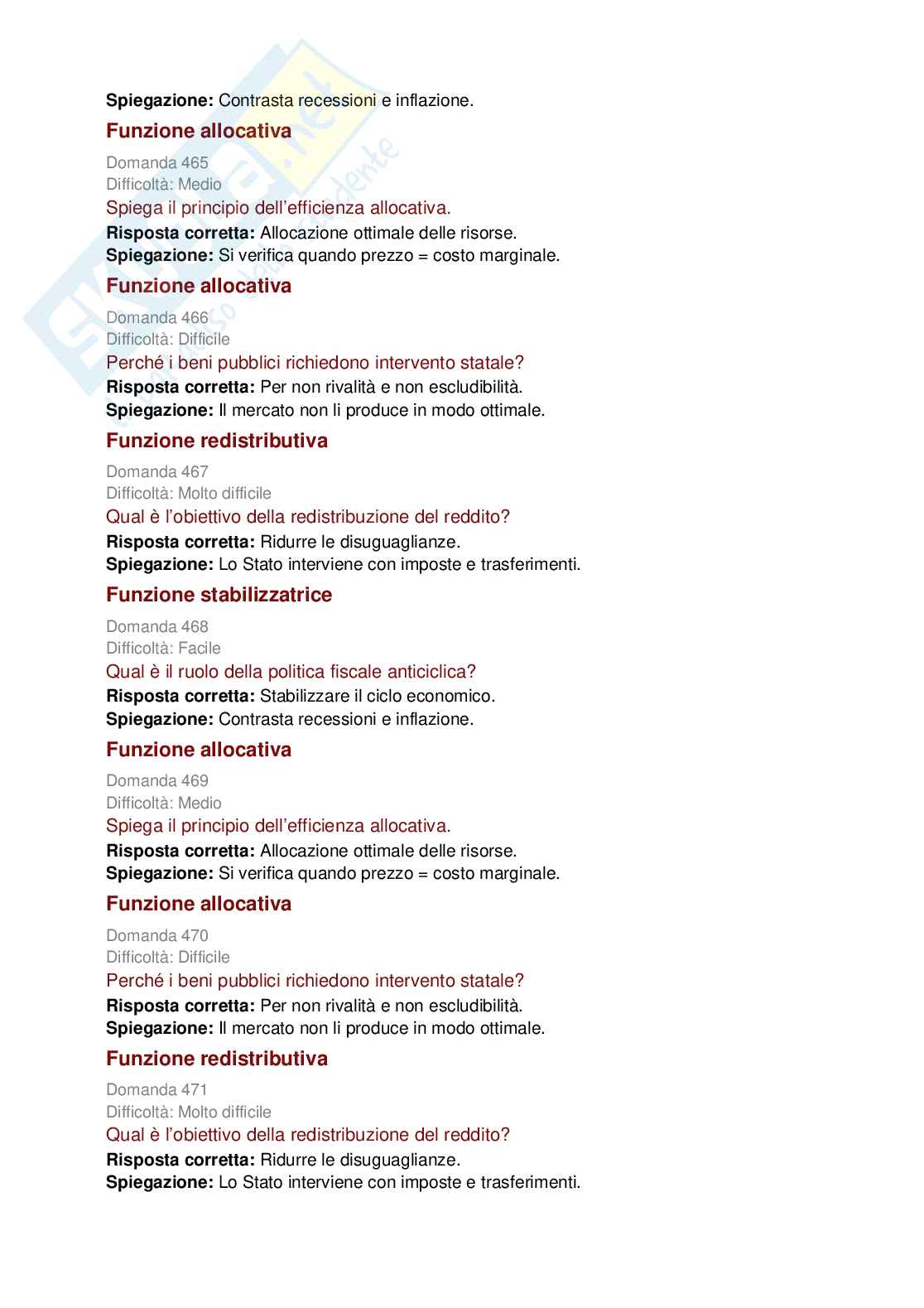 Politica economica e scienze delle finanze - 727 domande per capire e studiare la materia  Pag. 66