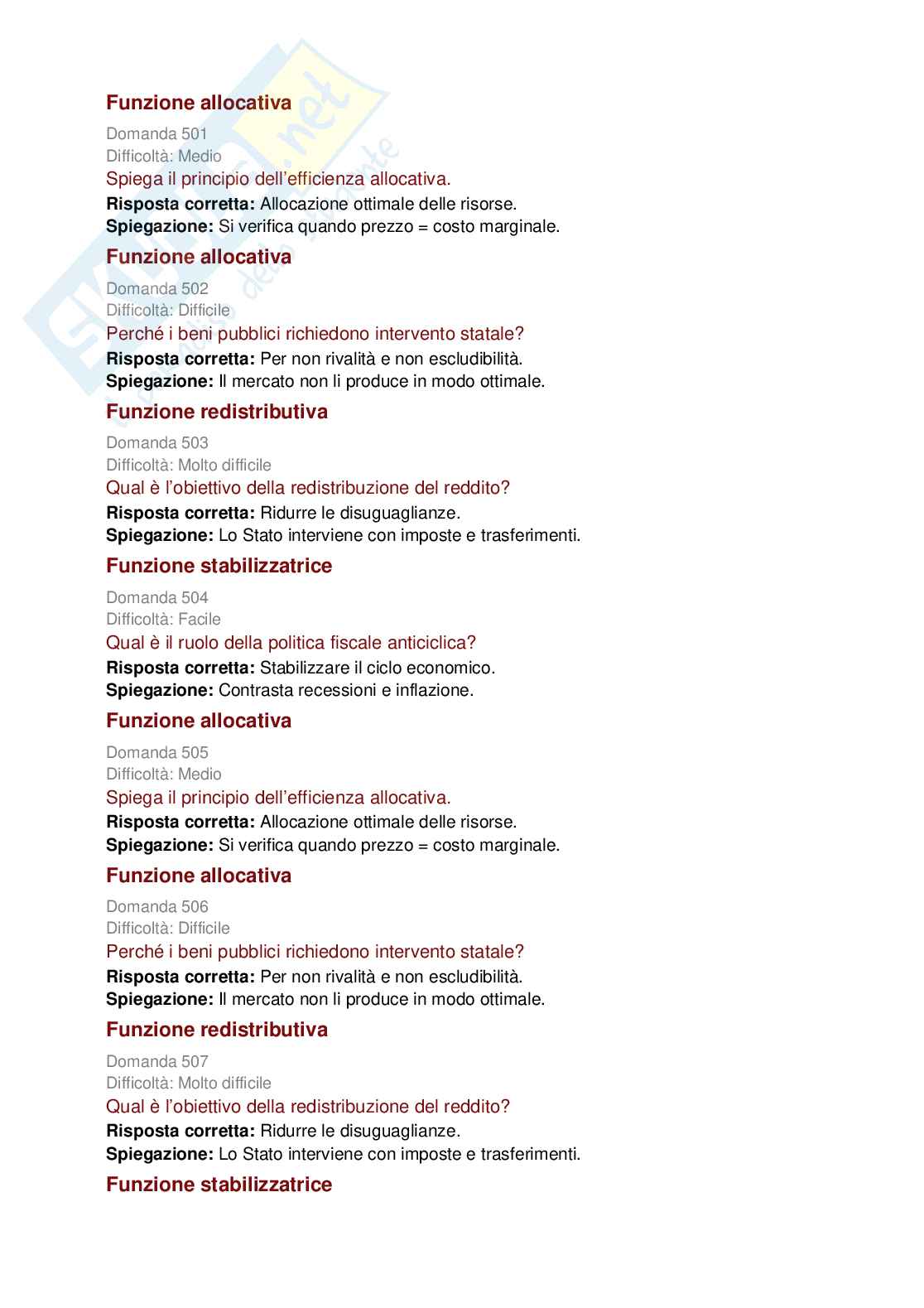 Politica economica e scienze delle finanze - 727 domande per capire e studiare la materia  Pag. 71