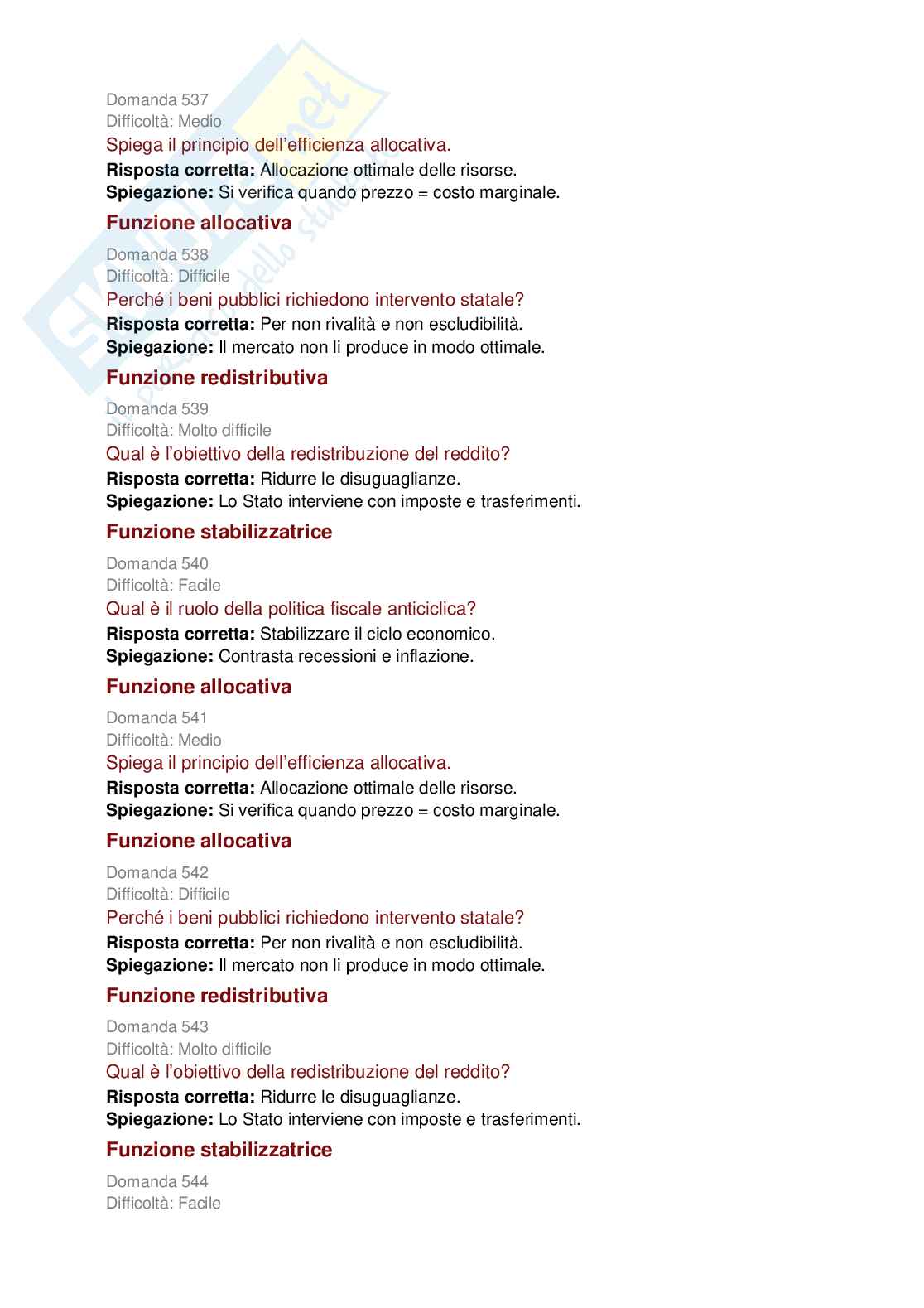 Politica economica e scienze delle finanze - 727 domande per capire e studiare la materia  Pag. 76