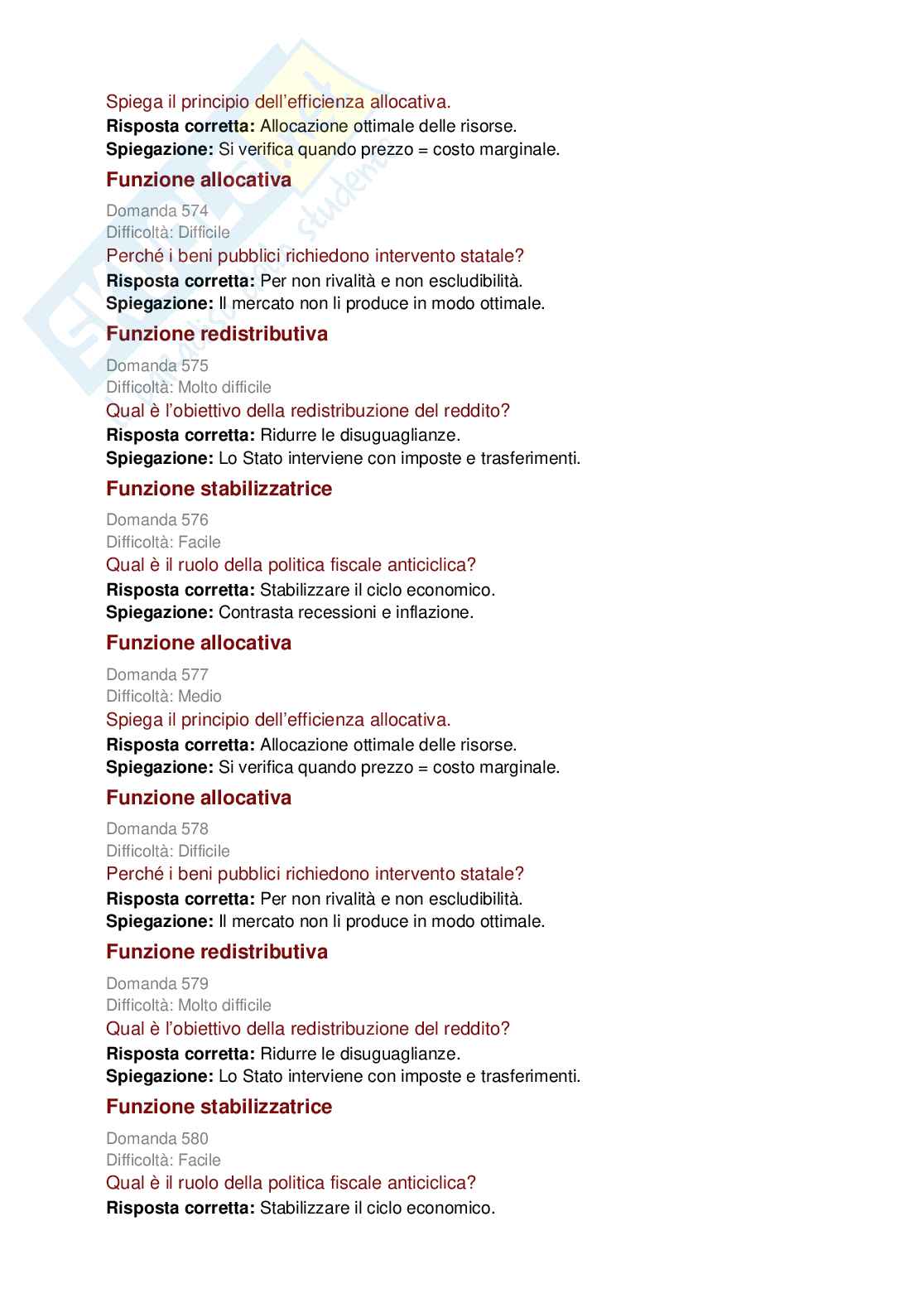 Politica economica e scienze delle finanze - 727 domande per capire e studiare la materia  Pag. 81