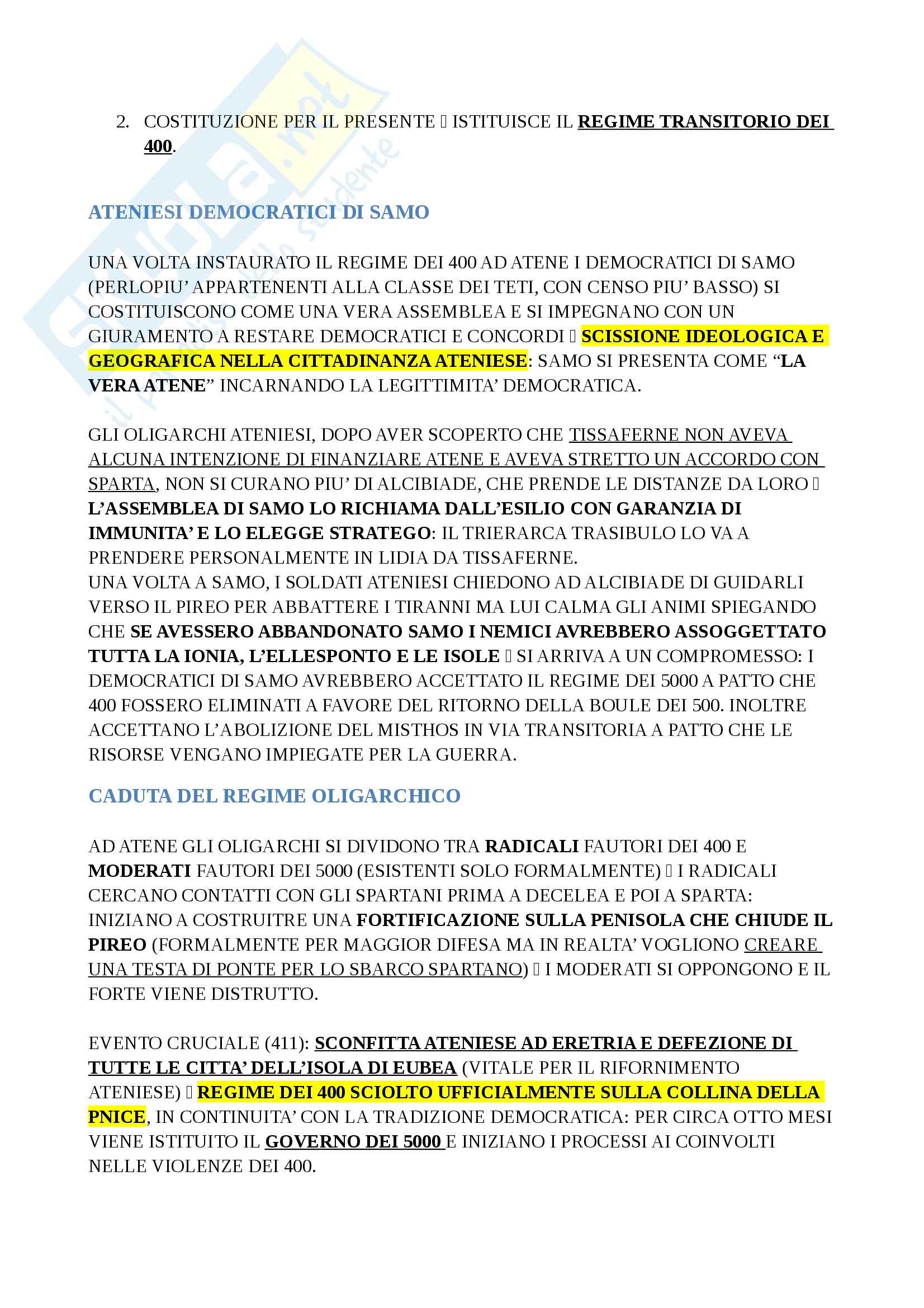 Storia greca - guerra del Peloponneso e vita di Alcibiade Pag. 16