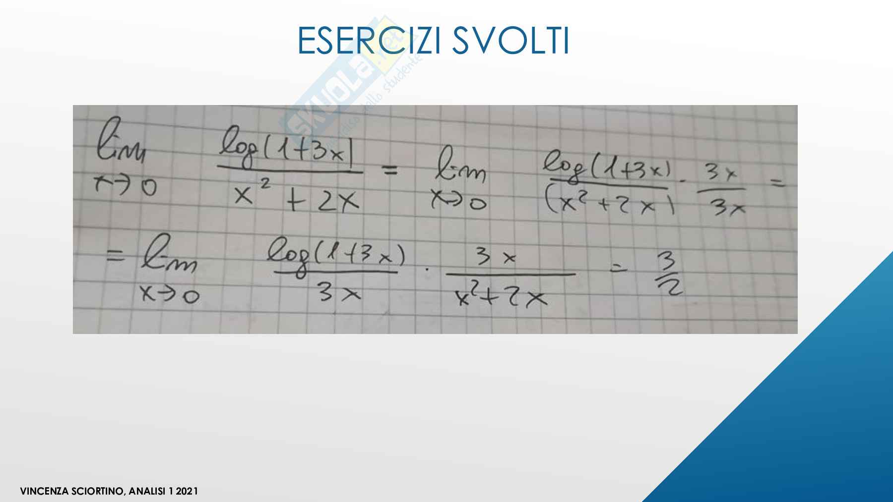 Esercizi limiti svolti a mano Pag. 16